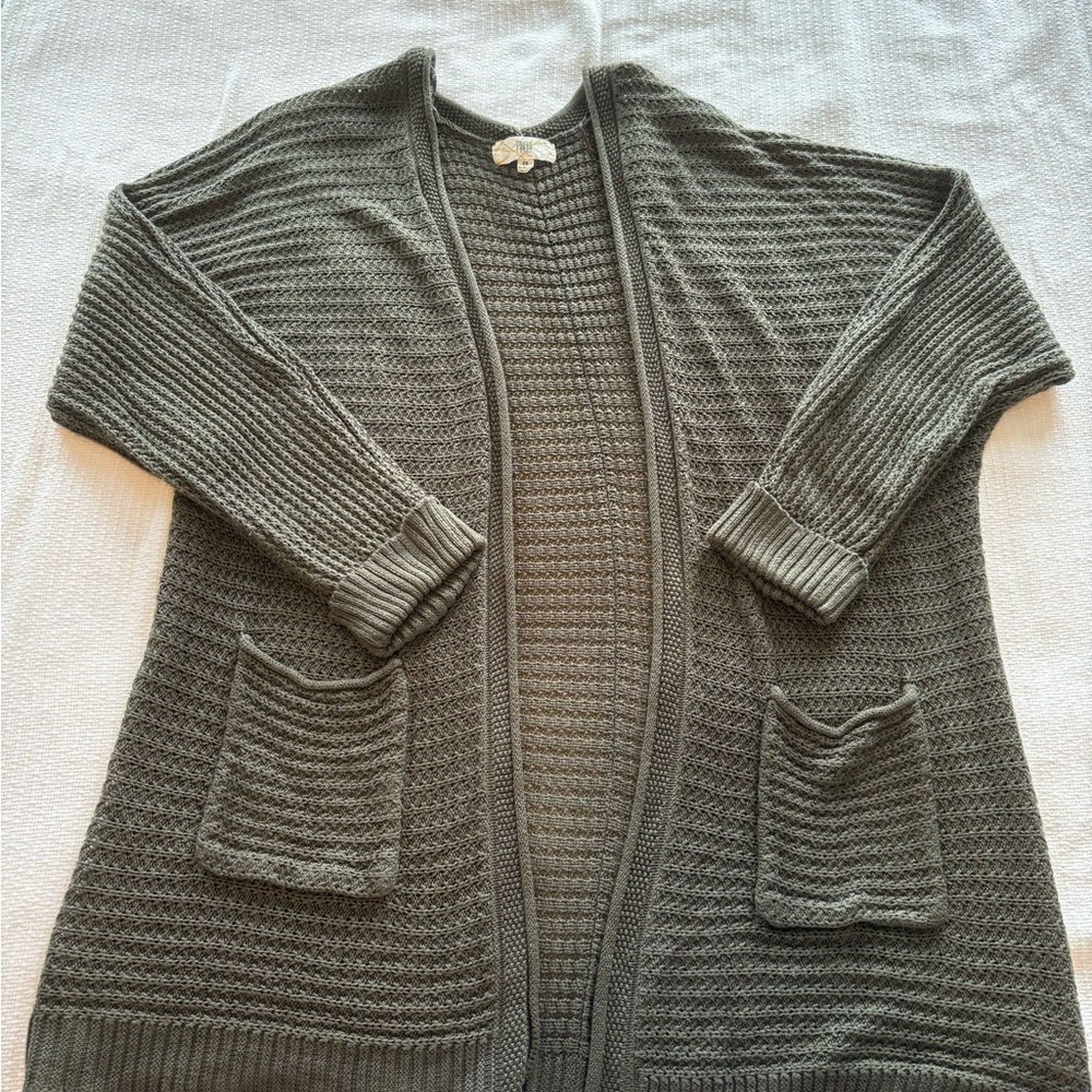 Cozy and Soft Olive Open-Front Cardigan
